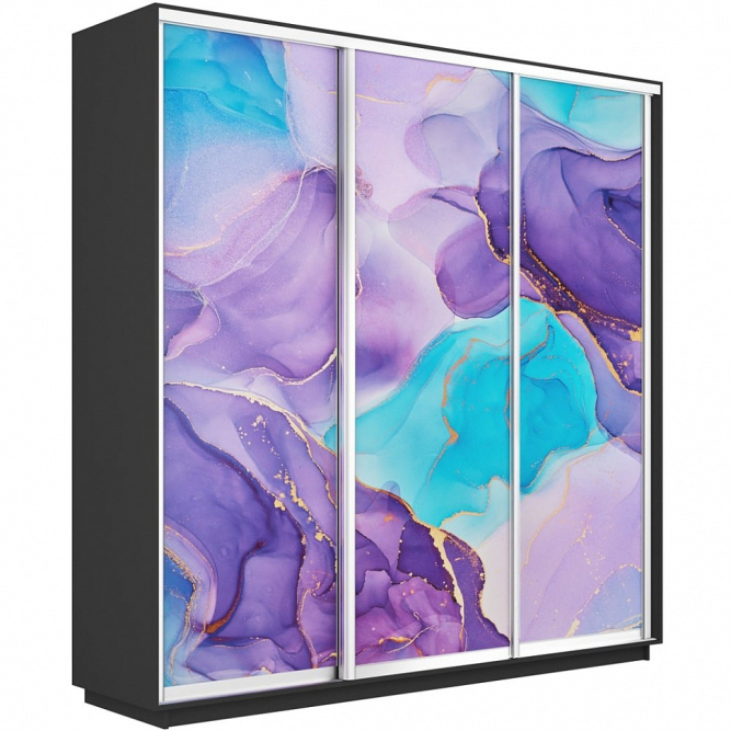 Шкаф-купе Экспресс 3-х дверный (Фото №1002 Абстракция фиолетовая)