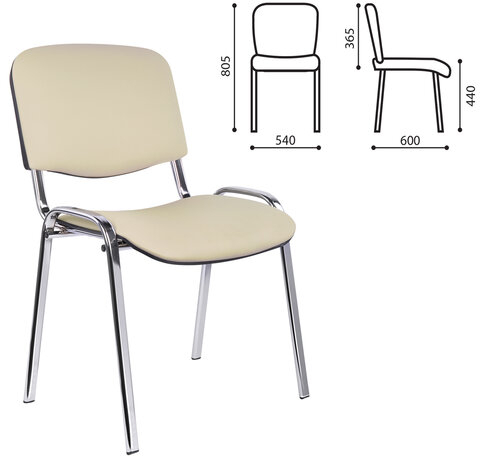 Стул для персонала и посетителей &quot;ИЗО&quot;, хромированный каркас, кожзаменитель бежевый Z-21