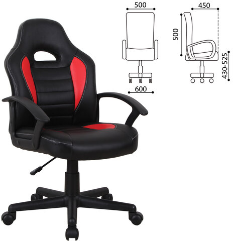 Кресло компьютерное BRABIX &quot;Spark GM-201&quot;, экокожа, черное/красное, 532503