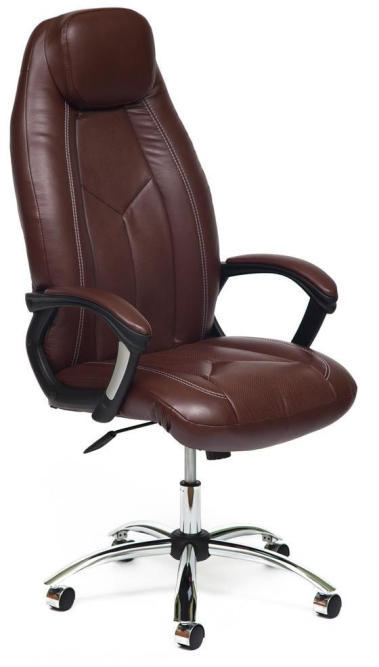 Кресло BOSS (хром) кож/зам, коричневый/коричневый перфорированный, 2 TONE/2 TONE /06