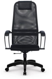 Кресло офисное МЕТТА &quot;SU-B-8&quot; пластик, ткань-сетка, сиденье мягкое, черное