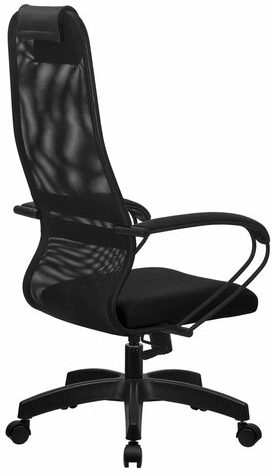 Кресло офисное МЕТТА &quot;SU-B-8&quot; пластик, ткань-сетка, сиденье мягкое, черное