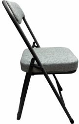 Стул складной для дома и офиса РС04К комфорт, черный каркас, рогожка светло-серая