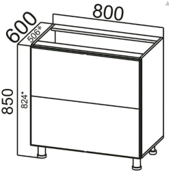 Стол-рабочий СГ800я2 (горизонт. 2 ящика) Бостон