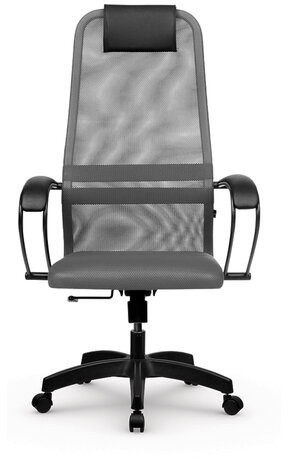 Кресло офисное МЕТТА &quot;SU-B-8&quot; пластик, ткань-сетка, сиденье мягкое, светло-серое