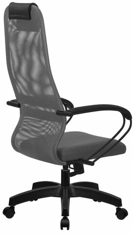 Кресло офисное МЕТТА &quot;SU-B-8&quot; пластик, ткань-сетка, сиденье мягкое, светло-серое