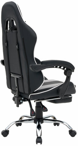 Кресло компьютерное CROMEX &quot;Wave GM-145&quot;, вибромассаж, подножка, подушки, экокожа, черное/серое, 532956