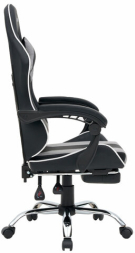 Кресло компьютерное CROMEX "Wave GM-145", вибромассаж, подножка, подушки, экокожа, черное/серое, 532956