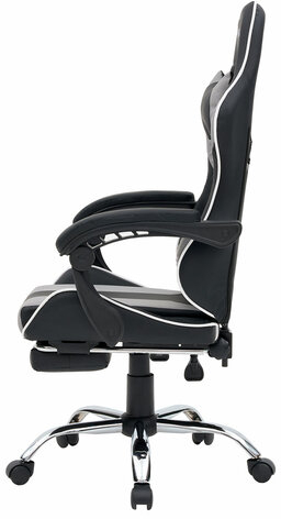 Кресло компьютерное CROMEX &quot;Wave GM-145&quot;, вибромассаж, подножка, подушки, экокожа, черное/серое, 532956