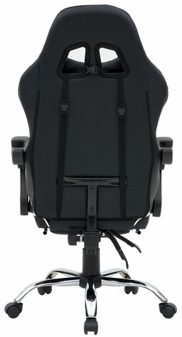 Кресло компьютерное CROMEX &quot;Wave GM-145&quot;, вибромассаж, подножка, подушки, экокожа, черное/серое, 532956