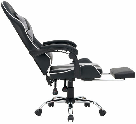 Кресло компьютерное CROMEX &quot;Wave GM-145&quot;, вибромассаж, подножка, подушки, экокожа, черное/серое, 532956