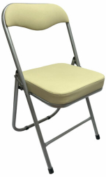 Стул складной для дома и офиса РС04К комфорт, серебристый каркас, кожзам бежевый