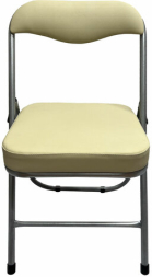 Стул складной для дома и офиса РС04К комфорт, серебристый каркас, кожзам бежевый