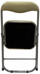 Стул складной для дома и офиса РС04К комфорт, серебристый каркас, кожзам бежевый