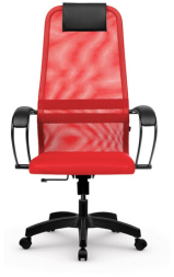 Кресло офисное МЕТТА "SU-B-8" пластик, ткань-сетка, сиденье мягкое, красное