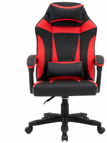 Кресло компьютерное CROMEX &quot;Start GM-105&quot;, две подушки, экокожа, черное/красное, 532957