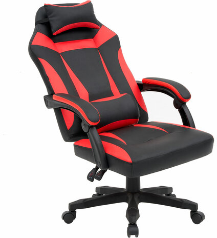 Кресло компьютерное CROMEX &quot;Start GM-105&quot;, две подушки, экокожа, черное/красное, 532957