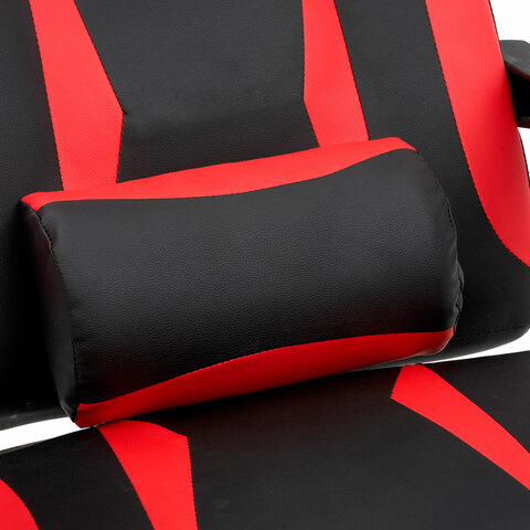 Кресло компьютерное CROMEX &quot;Start GM-105&quot;, две подушки, экокожа, черное/красное, 532957