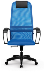 Кресло офисное МЕТТА &quot;SU-B-8&quot; пластик, ткань-сетка, сиденье мягкое, синее