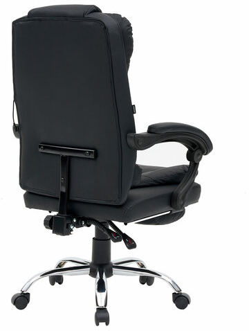 Кресло офисное CROMEX &quot;Chill MS-005&quot;, с функцией вибромассажа, подножка, экокожа, черное, 532958