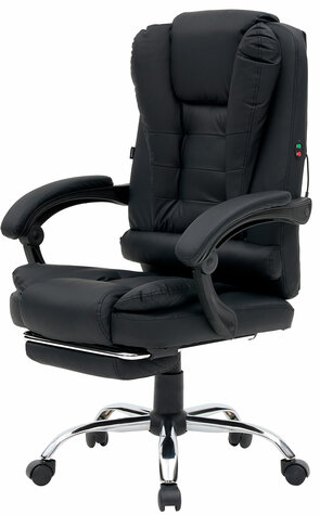 Кресло офисное CROMEX &quot;Chill MS-005&quot;, с функцией вибромассажа, подножка, экокожа, черное, 532958