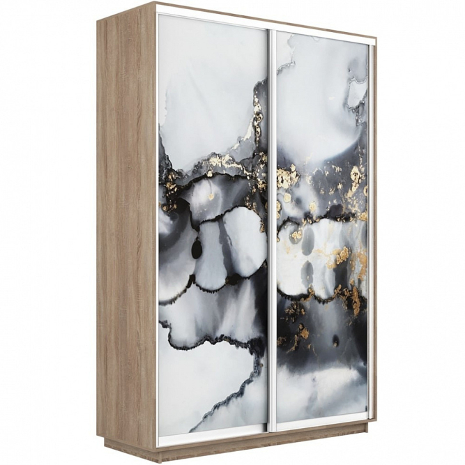 Шкаф-купе Экспресс 2-х дверный (Фото №1001 Абстракция серая)