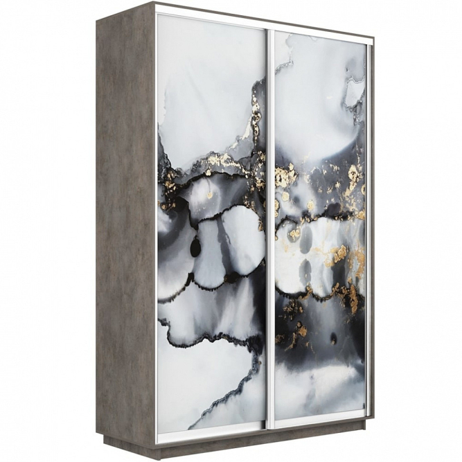 Шкаф-купе Экспресс 2-х дверный (Фото №1001 Абстракция серая)