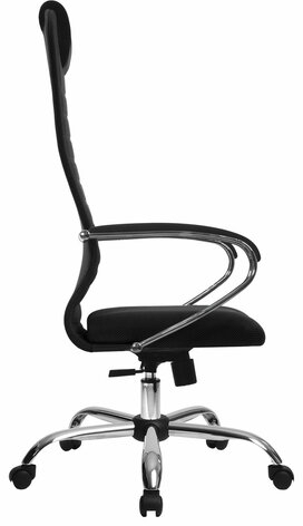 Кресло офисное МЕТТА &quot;SU-B-10&quot; хром, ткань-сетка, сиденье и спинка мягкие, черное