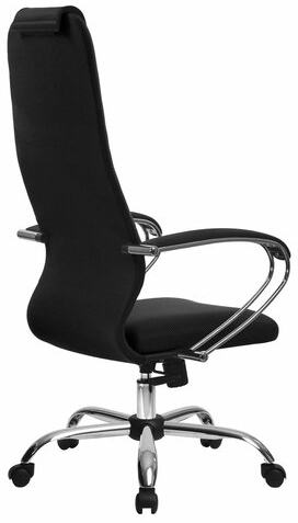 Кресло офисное МЕТТА &quot;SU-B-10&quot; хром, ткань-сетка, сиденье и спинка мягкие, черное