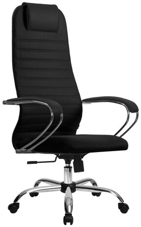 Кресло офисное МЕТТА &quot;SU-B-10&quot; хром, ткань-сетка, сиденье и спинка мягкие, черное