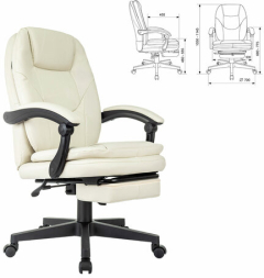 Кресло офисное CH-868N-BF, синхромеханизм, подставка для ног, экокожа, бежевое, 2018357