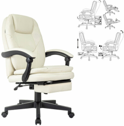 Кресло офисное CH-868N-BF, синхромеханизм, подставка для ног, экокожа, бежевое, 2018357