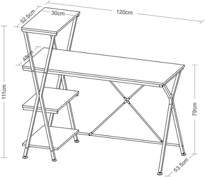 Стол на металлокаркасе BRABIX LOFT CD-004 3 полки