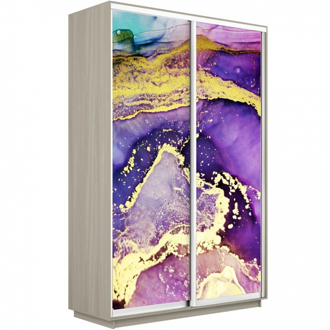 Шкаф-купе Экспресс 2-х дверный (Фото №1018 Абстракция фиолетово-золотая)