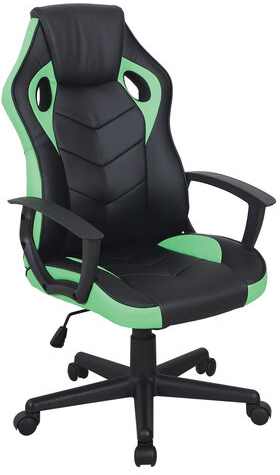 Кресло компьютерное BRABIX &quot;Fighter GM-008&quot;, экокожа, черное/зеленое, 532508