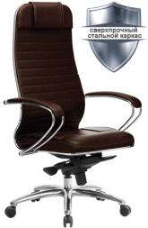 Кресло офисное МЕТТА &quot;SAMURAI&quot; KL-1.04, рецик. кожа, темно-коричневое
