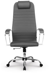 Кресло офисное МЕТТА &quot;SU-B-10&quot; хром, ткань-сетка, сиденье и спинка мягкие, темно-серое