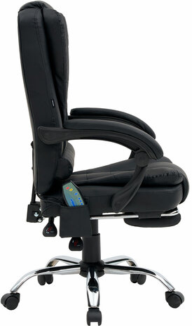 Кресло офисное CROMEX &quot;Lounge MS-007&quot;, подножка, 6 массажных модулей, экокожа, черное, 532960