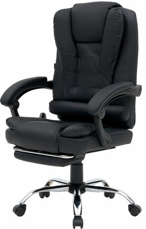 Кресло офисное CROMEX &quot;Lounge MS-007&quot;, подножка, 6 массажных модулей, экокожа, черное, 532960