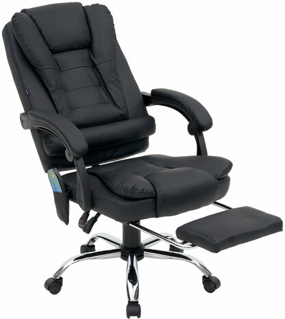 Кресло офисное CROMEX &quot;Lounge MS-007&quot;, подножка, 6 массажных модулей, экокожа, черное, 532960