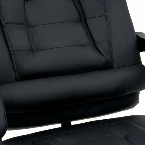 Кресло офисное CROMEX &quot;Lounge MS-007&quot;, подножка, 6 массажных модулей, экокожа, черное, 532960