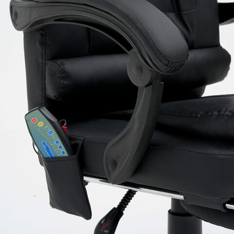 Кресло офисное CROMEX &quot;Lounge MS-007&quot;, подножка, 6 массажных модулей, экокожа, черное, 532960