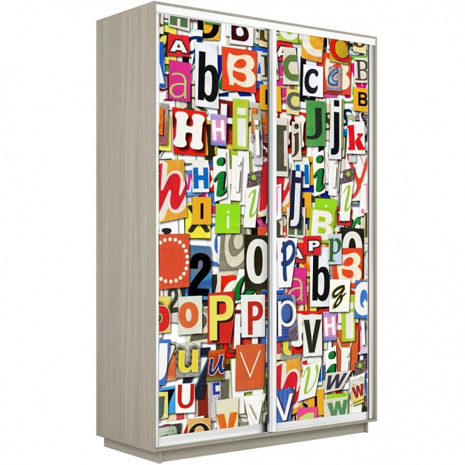 Шкаф-купе Экспресс 2-х дверный (Фото №1017 Буквы)