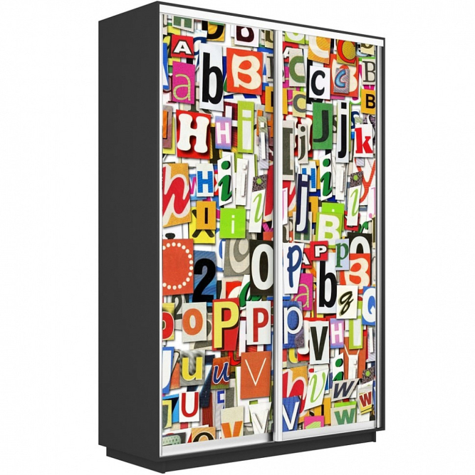 Шкаф-купе Экспресс 2-х дверный (Фото №1017 Буквы)