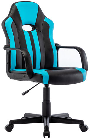 Кресло компьютерное &quot;BRABIX Stripe GM-202&quot;, экокожа, черное/голубое, 532509