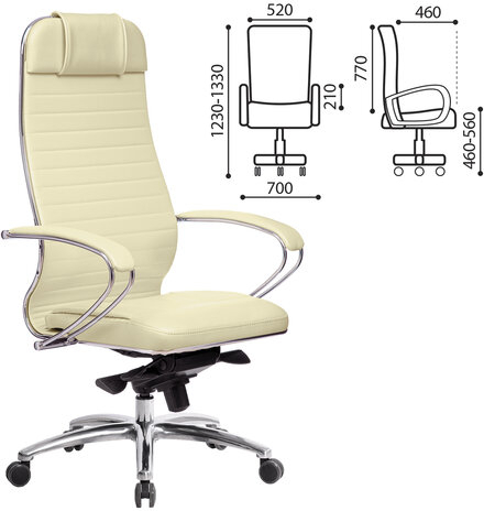 Кресло офисное МЕТТА &quot;SAMURAI&quot; KL-1.04, рецик. кожа, бежевое