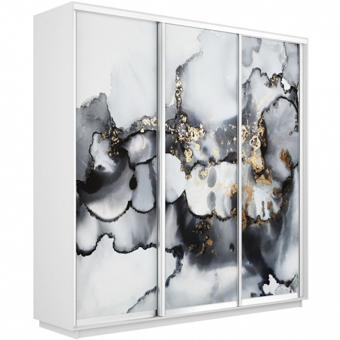 Шкаф-купе Экспресс 3-х дверный (Фото №1001 Абстракция серая)