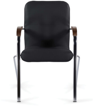 Кресло для приемных и переговорных BRABIX &quot;Samba CF-103&quot;, хром, орех (D-8), к/з черный, собрано, 532756