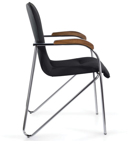 Кресло для приемных и переговорных BRABIX &quot;Samba CF-103&quot;, хром, орех (D-8), к/з черный, собрано, 532756