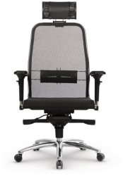 Кресло офисное МЕТТА &quot;SAMURAI&quot; S-3.04, с подголовником, сверхпрочная ткань-сетка, черное